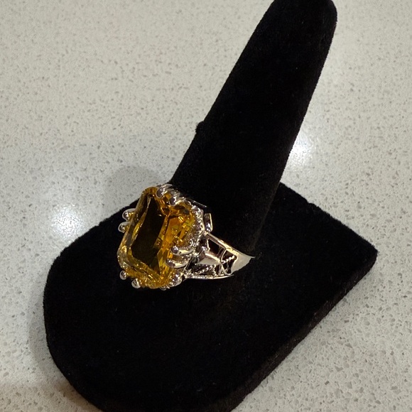 Radiant Yellow and Silver Tone Women's Ring - Picture 3 of 7